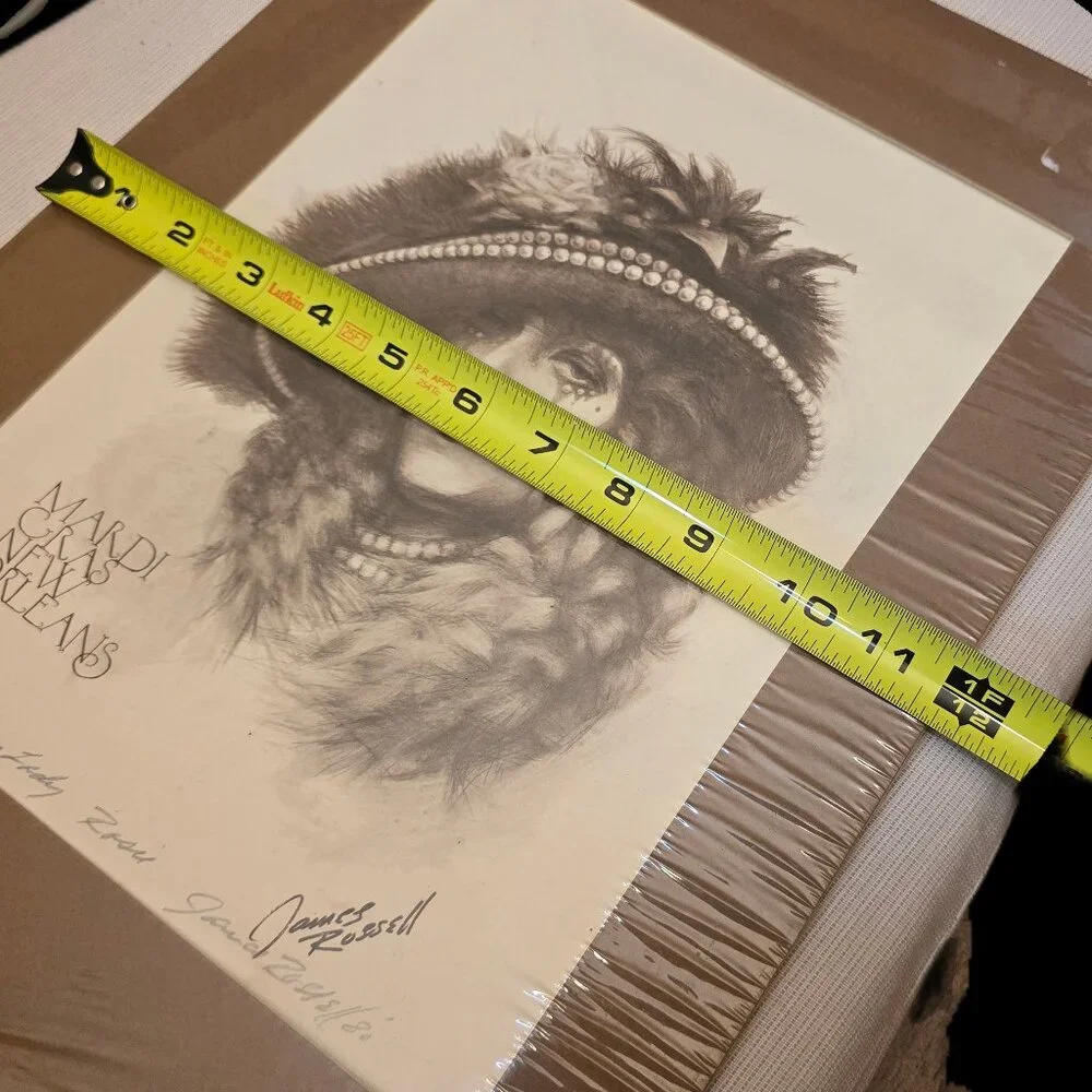 1980 JAMES RUSSELL signed and embossed sealed Mardi Gras Print, New Orleans